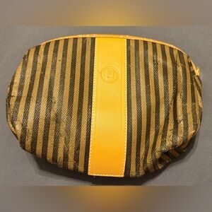 Fendi Black and Tan Striped Clutch/Crossbody